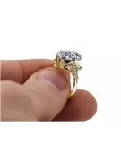 Or jaune 14 carats Zircon Anneau Style vintage vrc369y